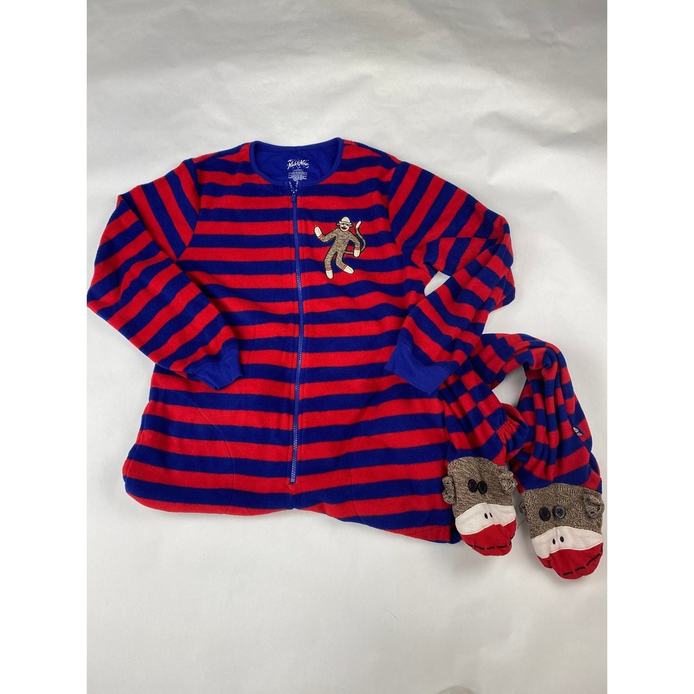 Nick & Nora Striped One-Piece Footie Pajama One Piece Adult Small